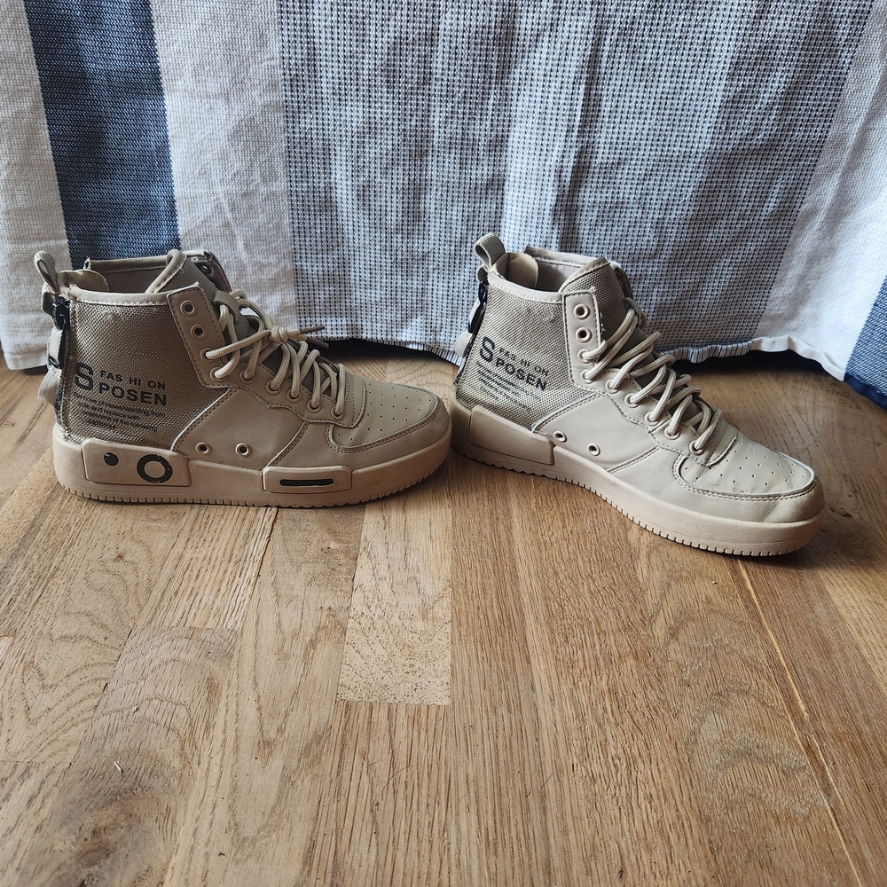 Men's Beige High-Top Sneakers
